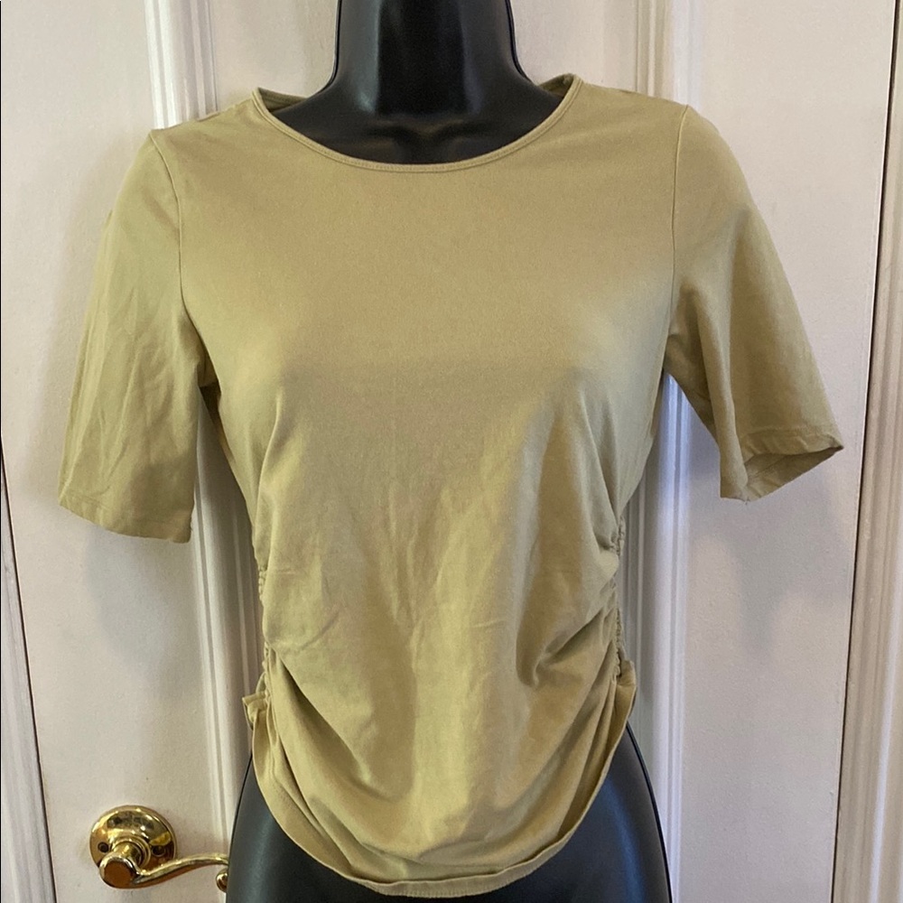 H&M Green Ruched Short Sleeve T-Shirt